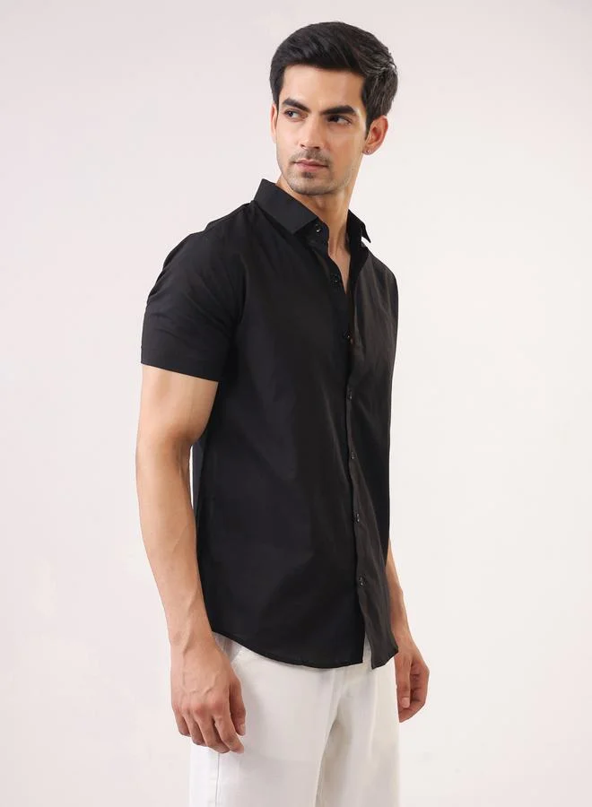 ترولوم قميص قطن سادة بقصة عادية للرجال